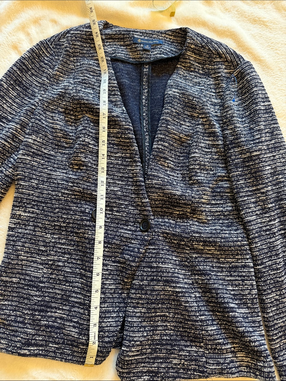 Brooks Brothers Navy Knit Textured Two-Button Blazer - Picture 4 of 7